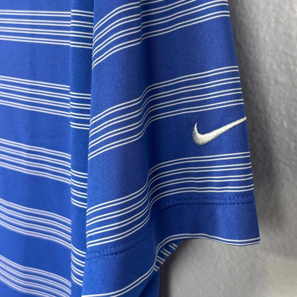Nike Golf Dri-FIT Tour Performance‎ Blue Stripe Polo Shirt Mens Large
